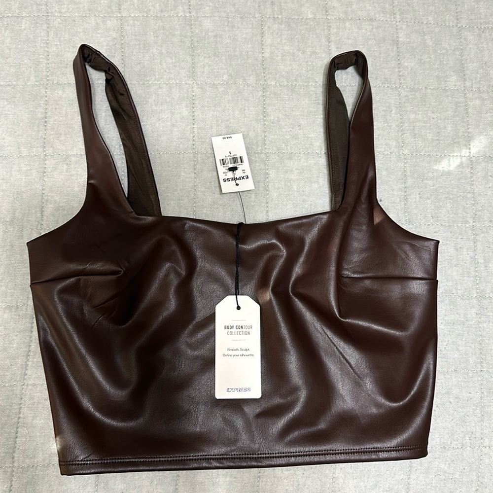 NWT Express faux leather crop top. Size small!